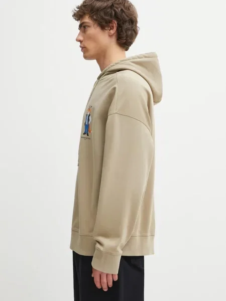Μπλούζα Maison Kitsuné Dressed Fox Oversize με κουκούλα μπεζ