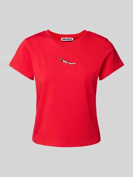 T-shirt z wyhaftowanym motywem Review