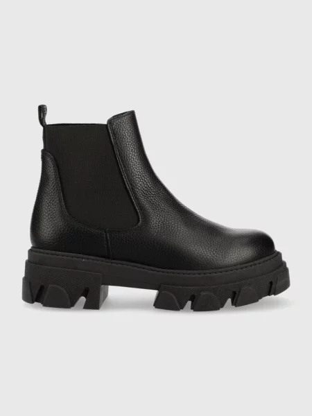 Кожени боти челси Steve Madden Mixture с равна подметка черно