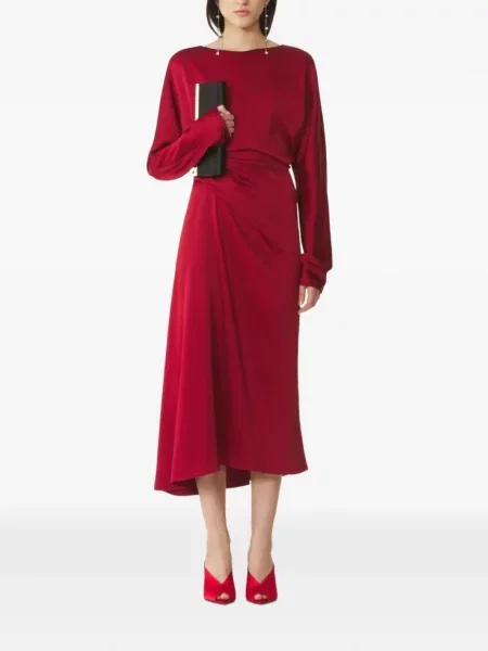 Σατέν φόρεμα Lanvin κόκκινο
