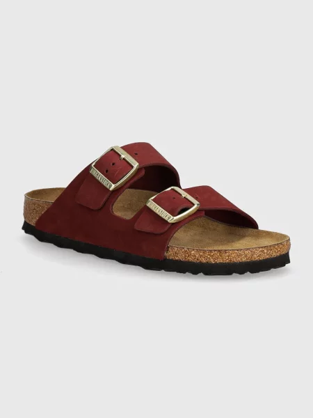 Birkenstock papuci din nubuc Arizona SFB bordo roșu
