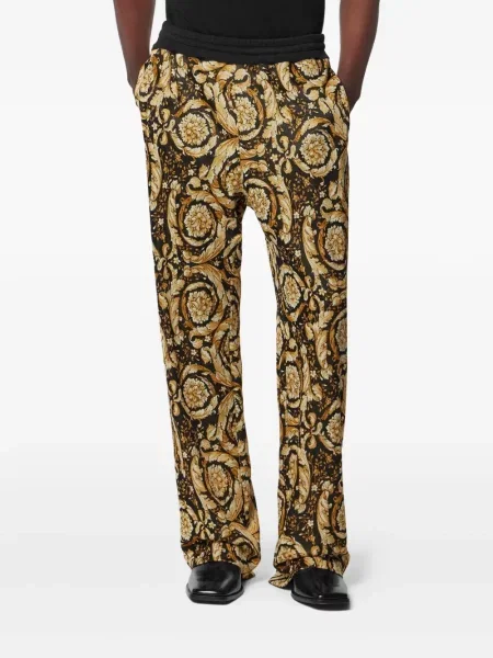 Pantaloni Versace din jacard auriu
