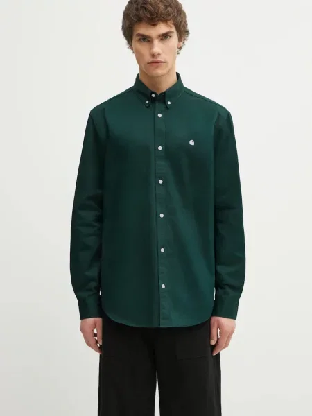 Carhartt WIP camasa din L/S Madison Shirt cu guler button-down regular verde
