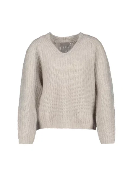 Dzianinowy sweter Hemisphere z dekoltem w serek biały