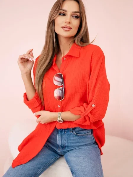 Cămașă Kesi Włoski din muselină roșu