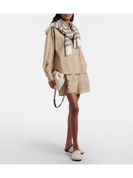 Pantaloni scurți Brunello Cucinelli cu broderie maro
