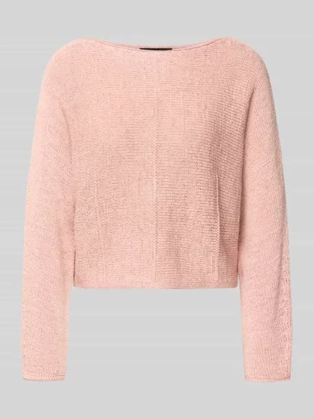 Sweter z dzianiny z dekoltem w łódkę Oui różowy