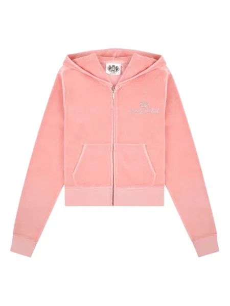 Welurowa bluza z kapturem Juicy Couture różowa