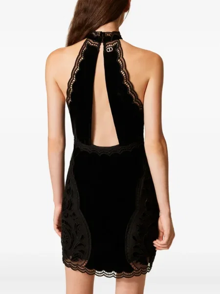 Rochie mini Twinset cu broderie de costum negru