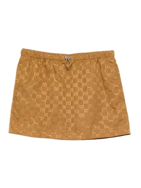 Spódnica mini Gucci ze sznurkiem brązowa