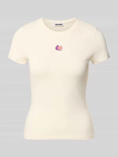 T-shirt o kroju slim fit z wyhaftowanym motywem model Fruity' Review biała