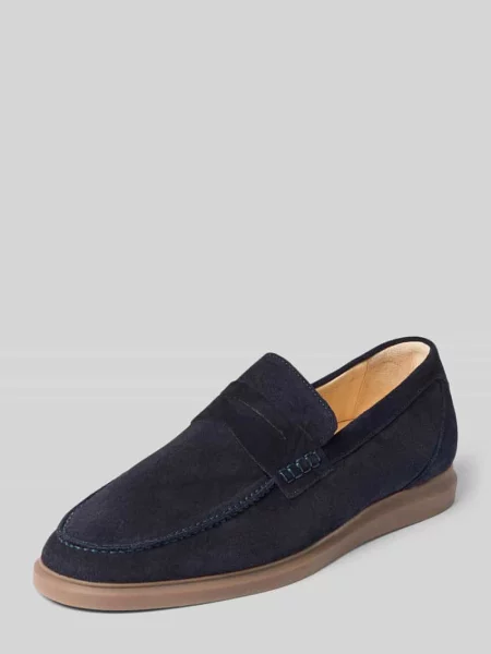Loafersy z naturalnej skóry model Elia' Henry Stevens granatowe