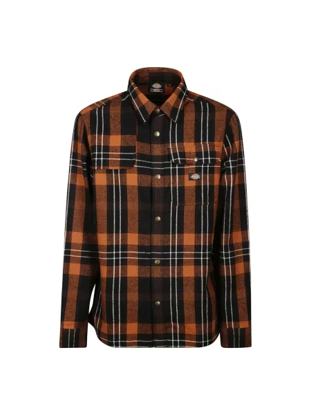 Koszula Dickies z nadrukiem flanelowa w kratkę brązowa
