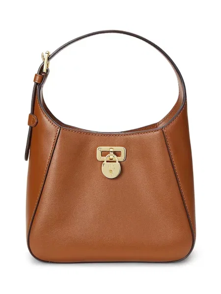 Torebka skórzana z zawieszką z logo model ‘TANNER’ Lauren Ralph Lauren brązowa