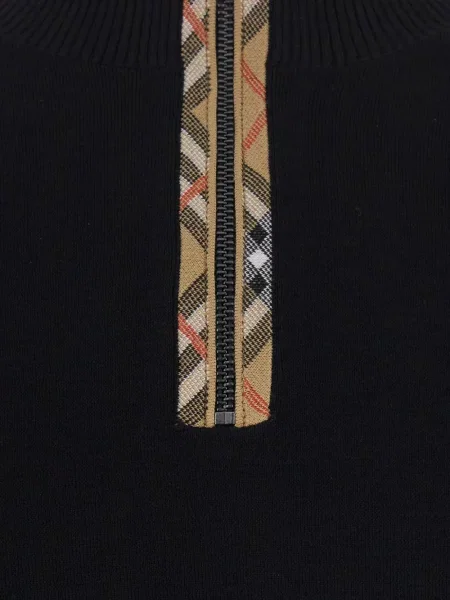 Sweter Burberry wełniany w kratę czarny
