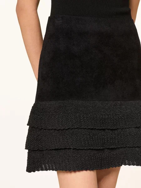 Claudie Pierlot Spódnica Z Materiału Frotte Marcelina Z Koronką schwarz czarna