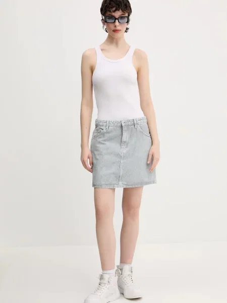 Джинсова спідниця Hugo Blue mini розкльошена синя