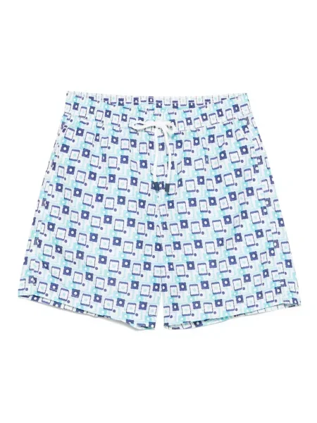 Slip de baie Fiorio Milano cu imagine cu imprimeu geometric albastru