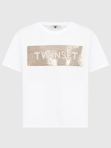 Футболка з паєтками Twinset біла