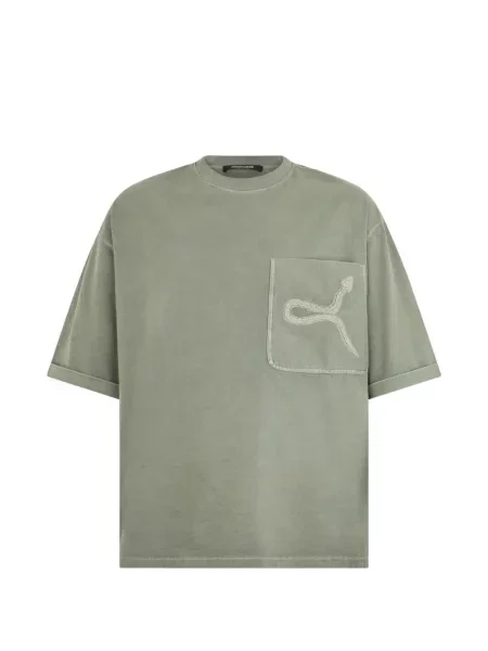 Tricou Roberto Cavalli cu model piele de șarpe verde