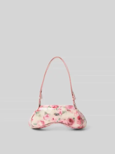 Torebka crossbody Diesel z logo skórzana beżowa