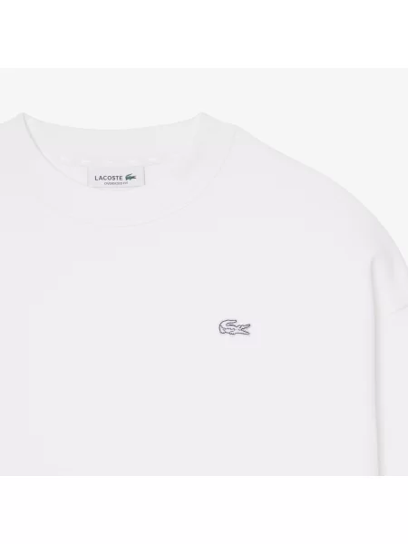 Lacoste Bluza Oversize Z Dwustronnego Jerseyu biała