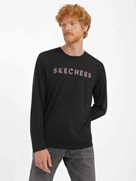 Skechers Delta Лонгслів Бавовна/поліестер чорний