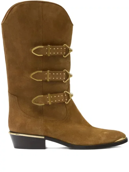 Botine Isabel Marant cu cataramă cu tepi maro