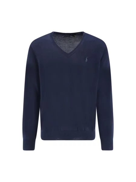Sweter Polo Ralph Lauren z długim rękawem wełniany niebieski