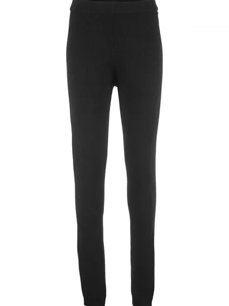 Legginsy termiczne z paskiem w prążek czarne