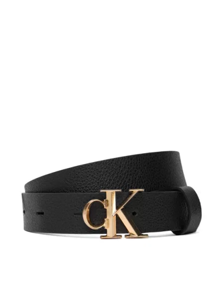 Calvin Klein Pasek Facet Ck Buckle Pebble czarny