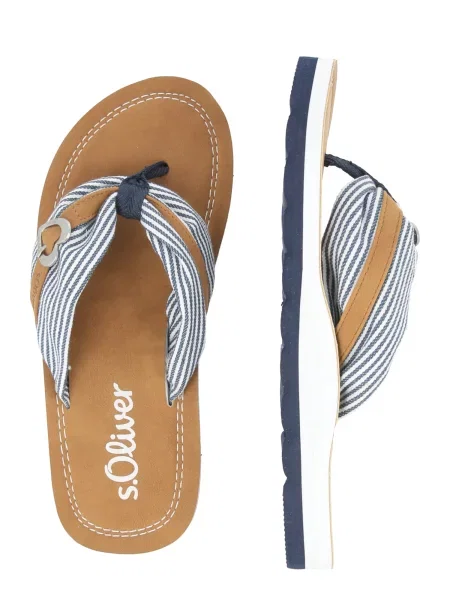 S.Oliver Flip-flops bleumarin / maro caramel alb