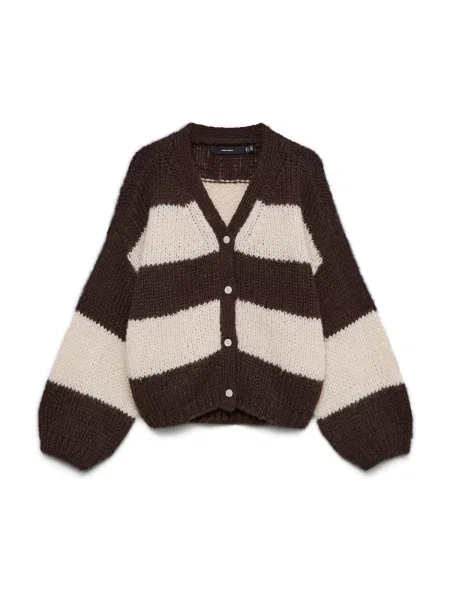 VERO MODA Geacă tricotată VMMaybe maro închis alb