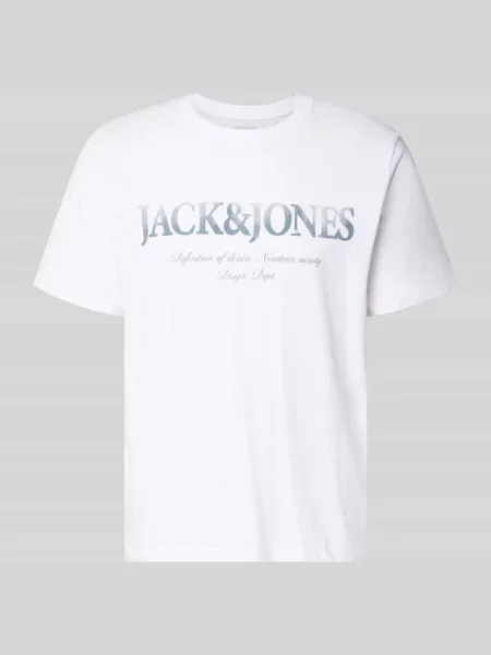 T-shirt z bawełny model DEVIN' Jack & Jones biała