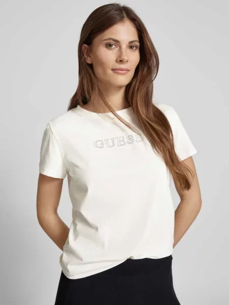 T-shirt z detalem z logo model ‘BRIANA’ Guess Activewear biała