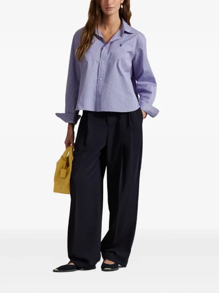 Șapcă Polo Ralph Lauren din fleece cu dungi cu volane albastru