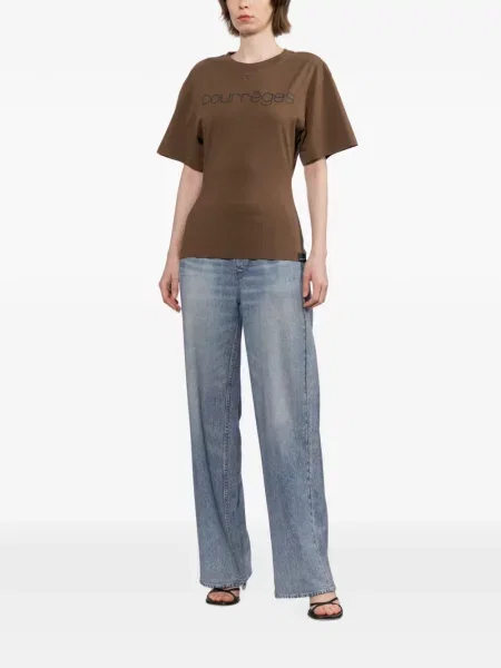 Tricou Courreges cu broderie maro