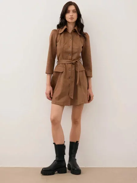 Bizuu sukienka ZORELLE mini rozkloszowana ZORELLE brązowy