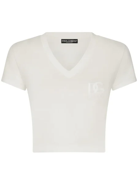 Tricou Dolce & Gabbana cu broderie stretch alb