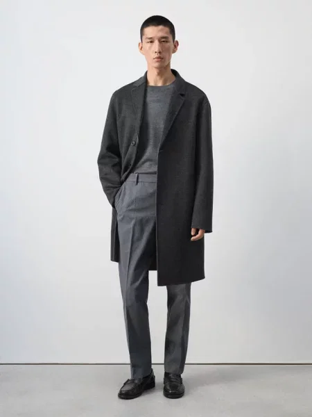 Spodnie flanelowe slim fit jasnoszary Mężczyzna 44 MANGO MAN