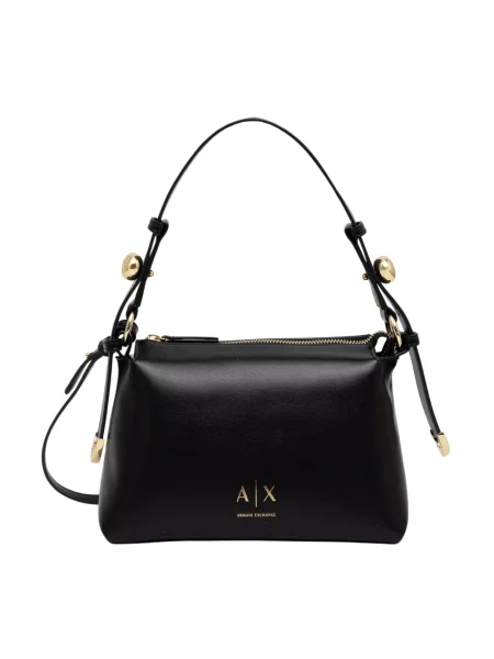 Lniana torebka Armani Exchange czarna