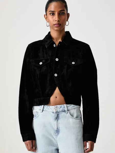 Karl Lagerfeld Jeans geacă de tranziție pentru femei din denim negru