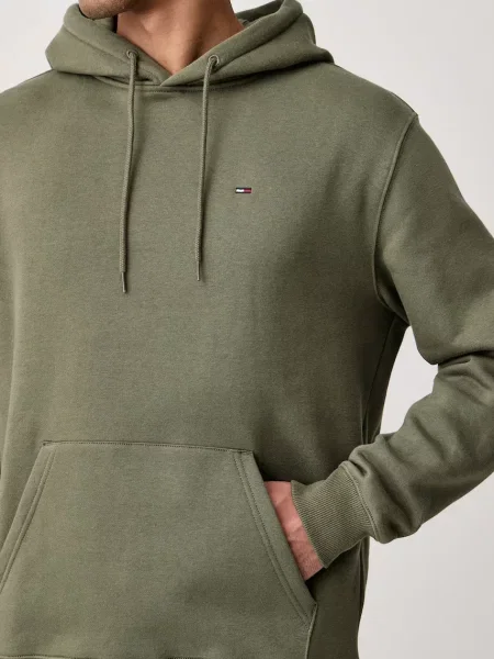 Суичър с качулка Tommy Jeans с качулка зелено