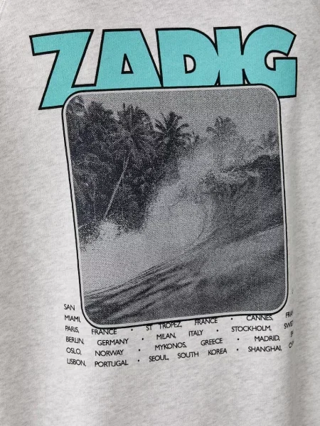 Zadig&Voltaire kapucnis melegítőfelső férfi pamuttal GEORGIO szürke