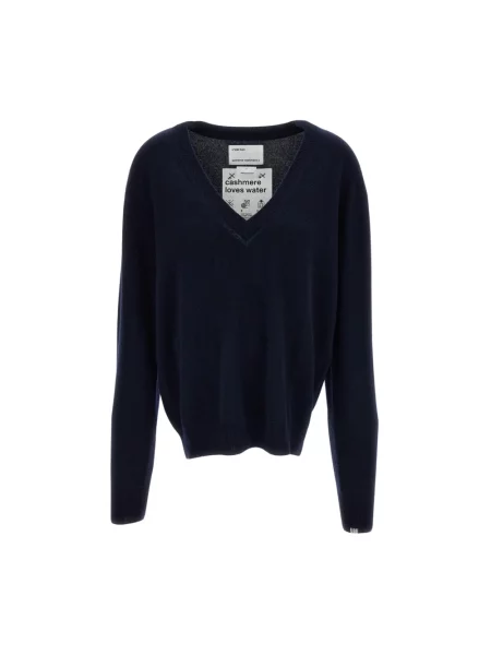 Sweter Extreme Cashmere z kaszmiru z dekoltem w serek niebieski