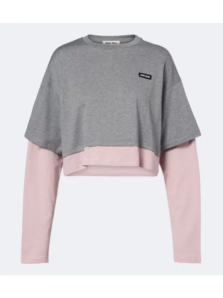 Tricou Miu Miu din jerseu gri