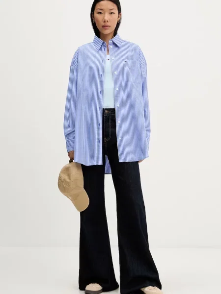 Tommy Jeans Cămașă Essential Oversize albastru