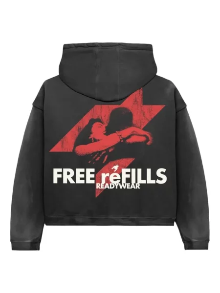 Hanorac cu glugă Free Refills cu imagine negru