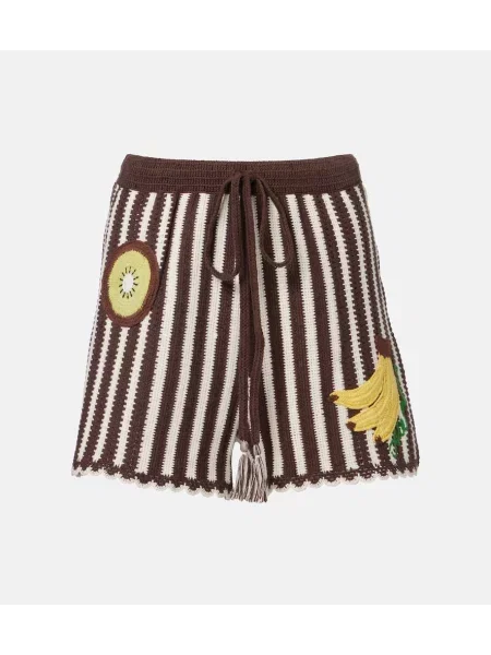 Pantaloni scurți Alemais cu broderie maro