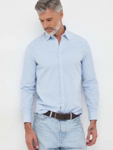 Pepe Jeans camasa Coventry barbati cu guler clasic slim albastru